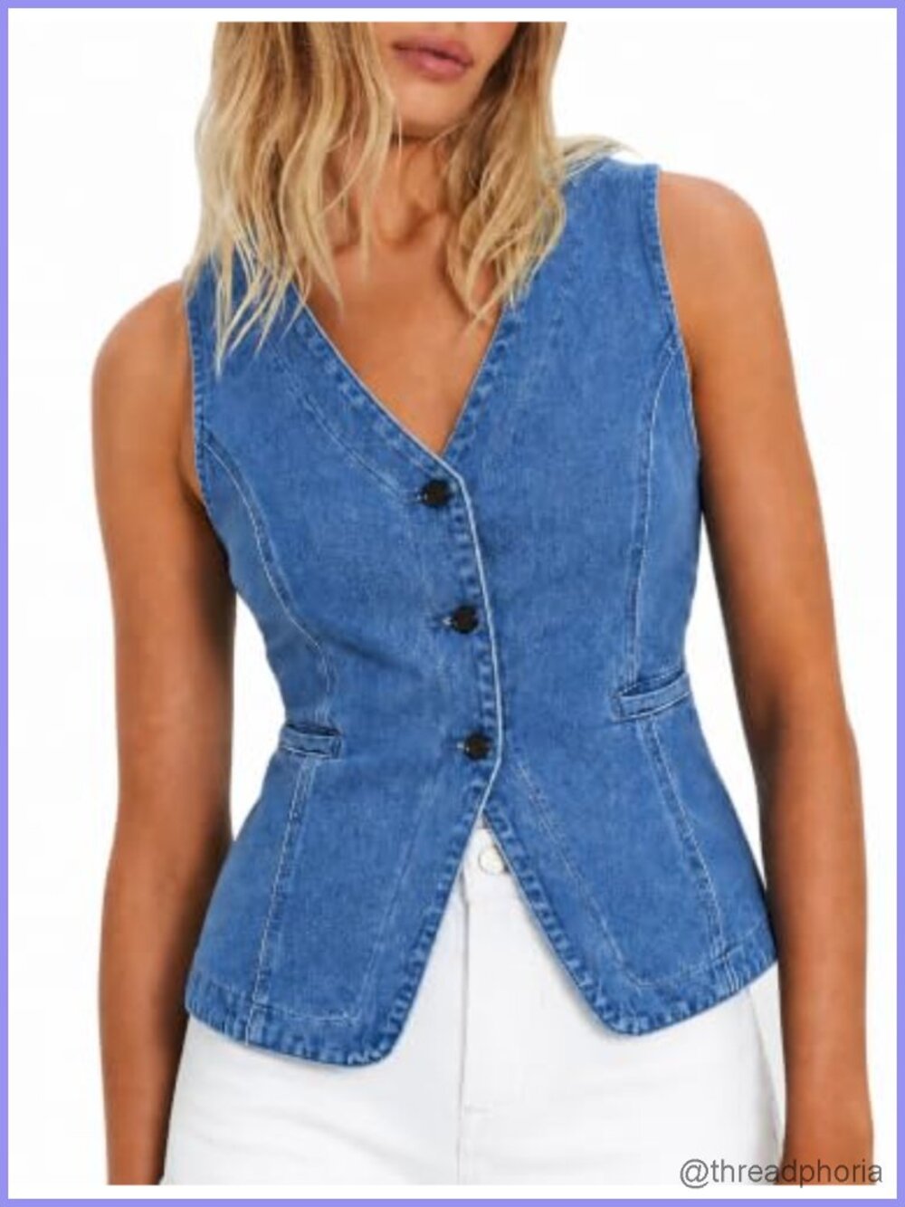 Womens Casual Denim Vest Sleeveless Fitted Longline Jean Vest